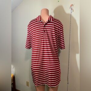 Drake Men’s Medium Polo‎ shirt DriFit Red/White striped polo athletic shirt